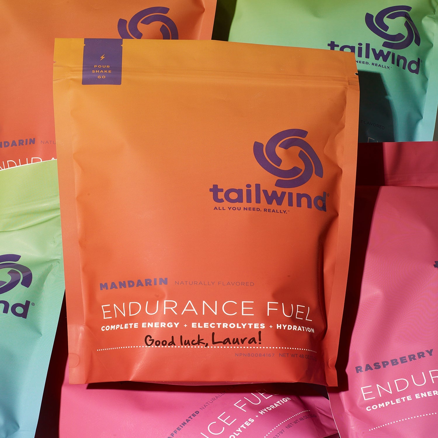 A bag of Mandarin Endurance Fuel
