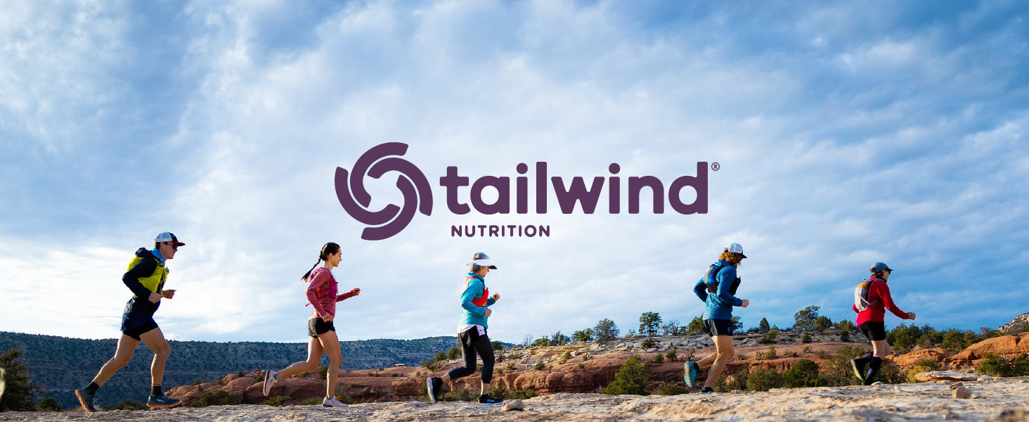 A group of people running and an overlay of the Tailwind logo. Text reads: Tailwind Nutrition.